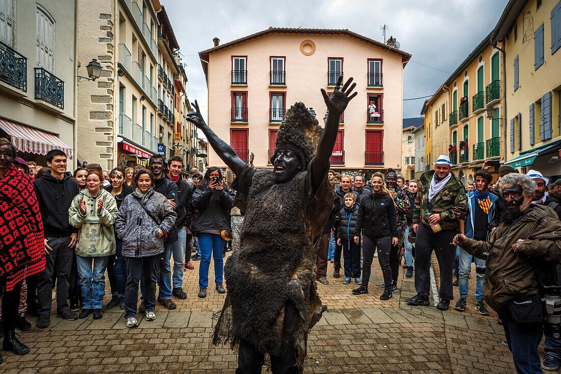 France, Pyrenees Orientales, Prats-de-Mollo, life scene during the bear celebrations at the carnival