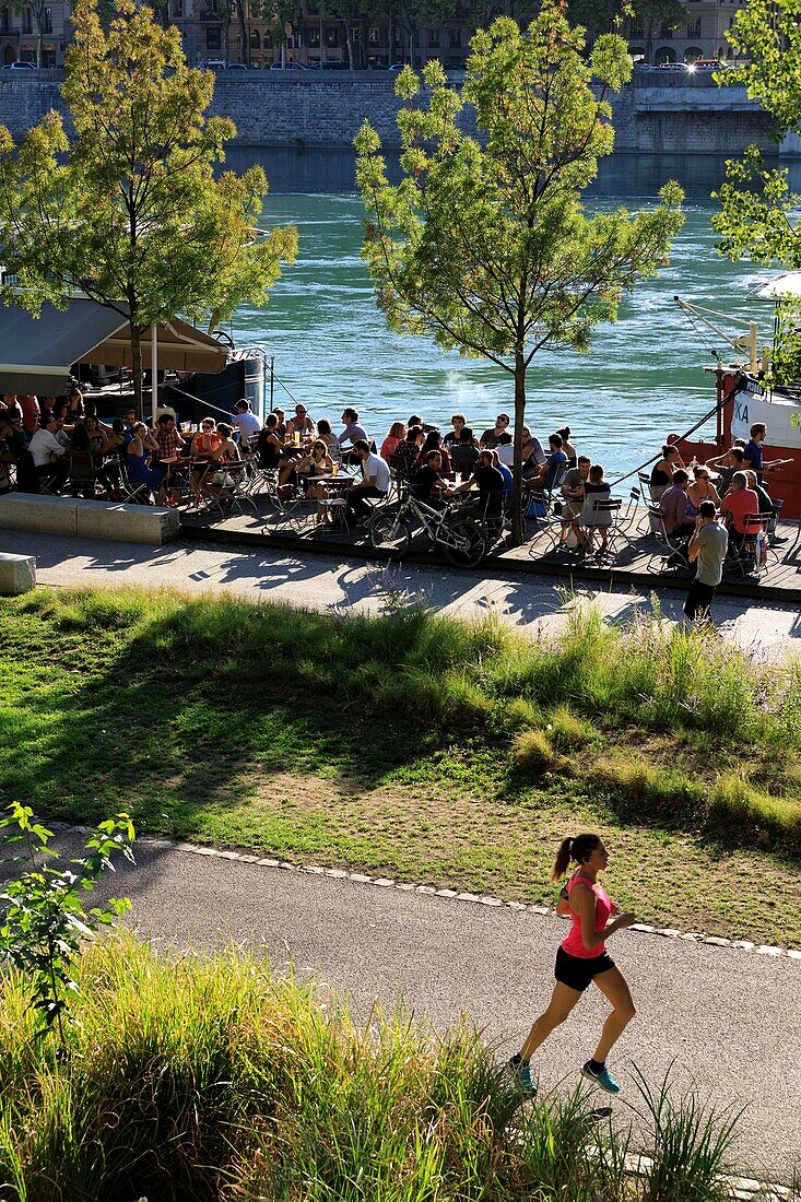 France, Rhône, Lyon, 3rd district, La Guillotière area, Quai Victor Augagneur on the Rhone, a UNESCO World Heritage Site