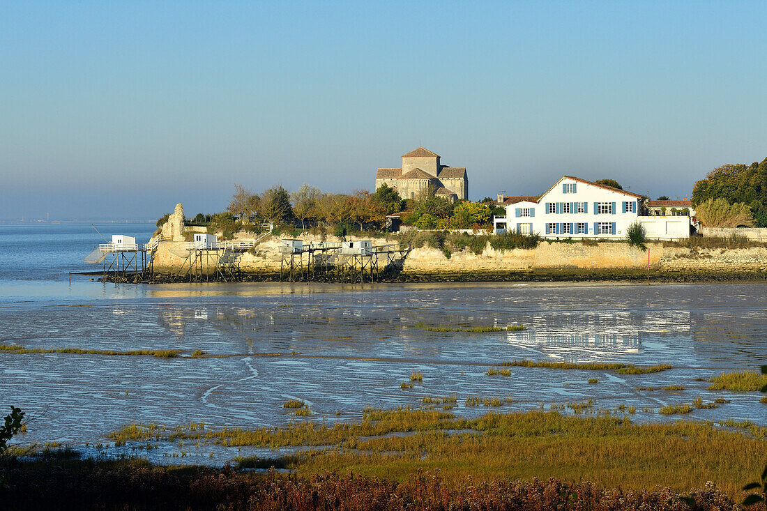 France, Charente Maritime, Gironde estuary, Saintonge, Talmont sur Gironde, labelled Les Plus Beaux Villages de France (The most beautiful villages of France), the Romanesque church St Radegonde of the XIIth century