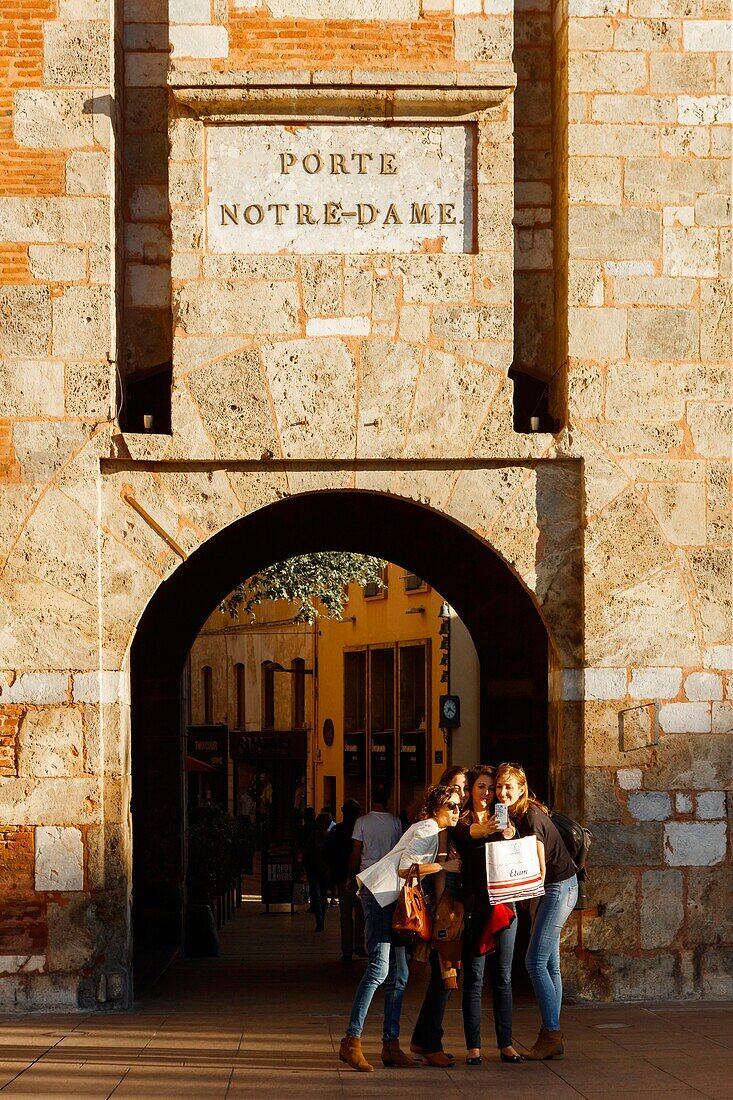 France, Pyrenees Orientales, Perpignan, city center, street scene in downtown