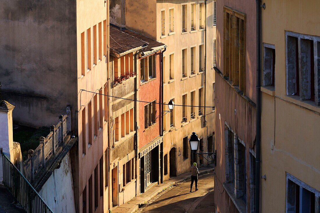 Frankreich, Rhone, Lyon, 5. Arrondissement, Altstadt von Lyon, historische Stätte, die von der UNESCO zum Weltkulturerbe erklärt wurde, Aufstieg zum Gourguillon