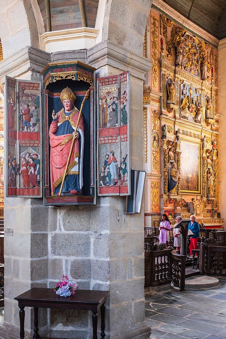 France, Finistere, Saint Thegonnec, step on the way to Santiago de Compostela, the Parish close of the 16th and 17th centuries, Notre Dame church, Saint Thegonnec triptych