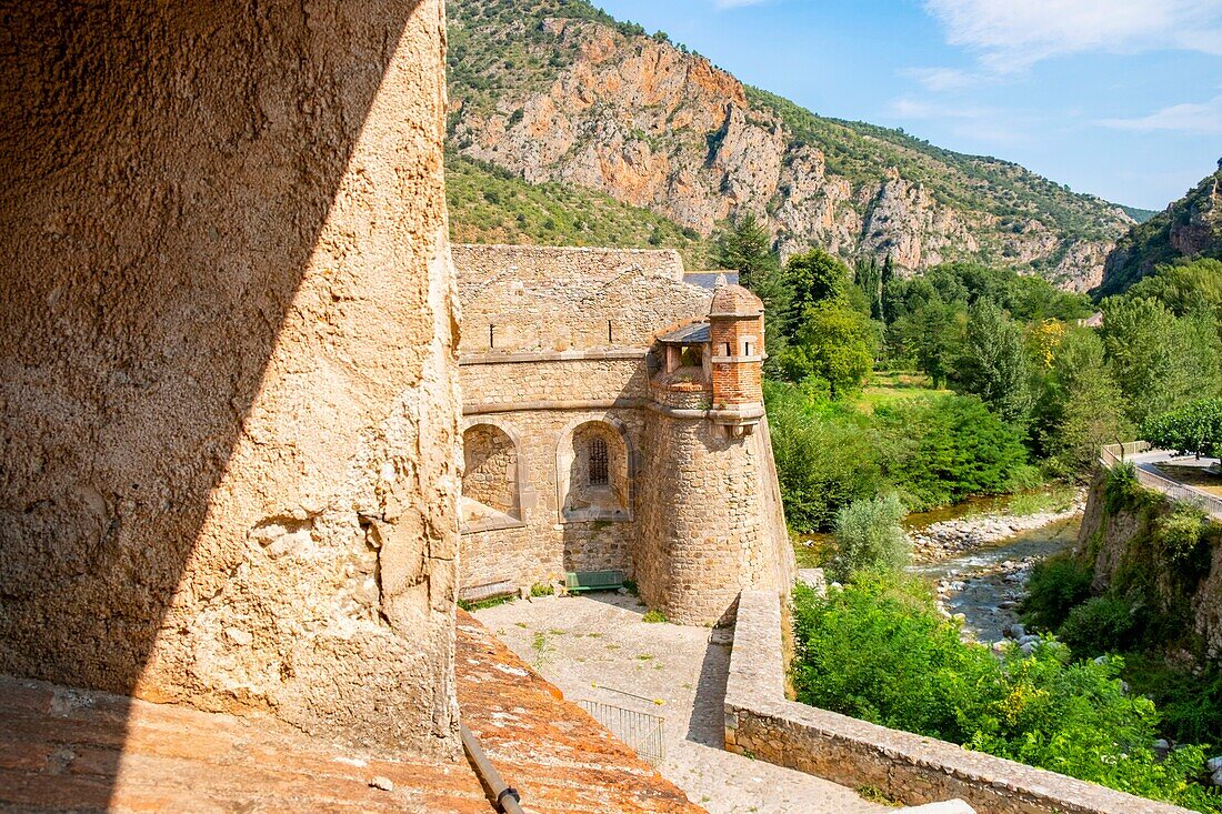 France, Pyrenees Orientales, Villefranche de Conflent, labeled Les Plus Beaux Villages de France (The Most beautiful Villages of France), the 11th century medieval town fortified by Vauban in the 17th century