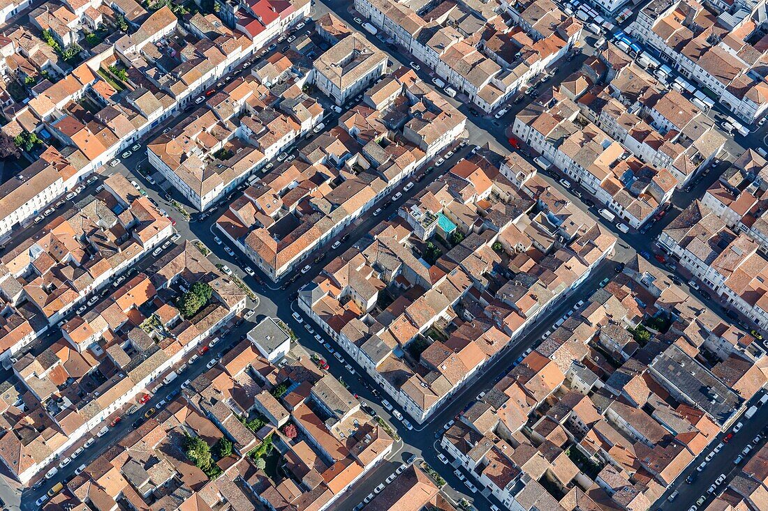 France, Charente Maritime, Rochefort, grid layout of the city (aerial view)