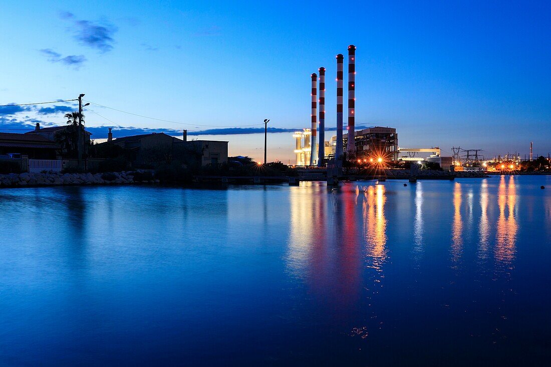 France, Bouches du Rhone, Blue Coast, Martigues, Anse des Laurons, EDF Thermal Power Station