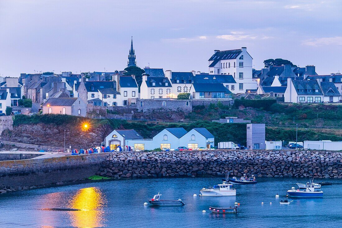 France, Finistere, Le Conquet at dawn, fishing port in the marine natural park of Iroise