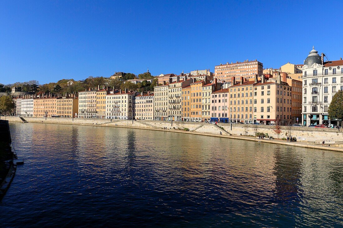 France, Rhône, Lyon, 1st district, Les Terreaux district, quai Saint Vincent on La Saône