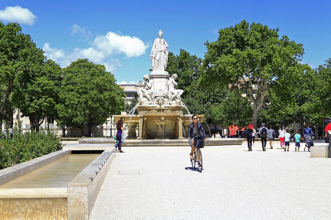 France, Gard, Nimes, the Pradier fountain