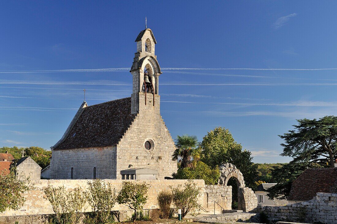 Frankreich, Lot, Haut Quercy, Rocamadour, mittelalterliche religiöse Stadt mit ihren Heiligtümern und Etappe des Jakobsweges, Kapelle Saint Jean de l'Hospitalet