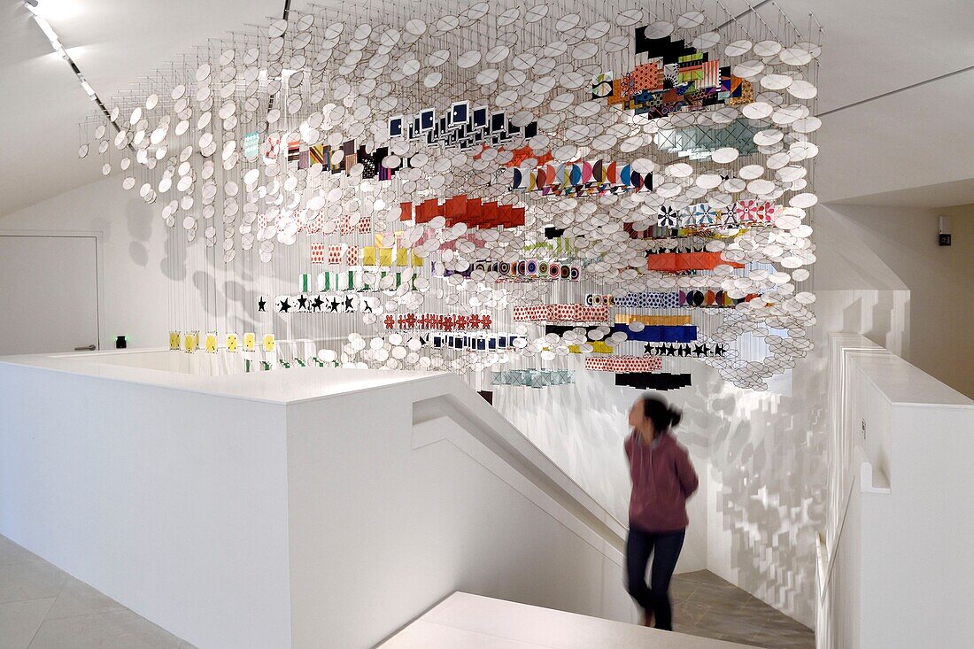 France, Var, Iles d'Hyeres, Parc National de Port Cros (National park of Port Cros), Porquerolles island, Fondation Carmignac, The impermanent, shattered peace between future and past, all written in the sky (2018) by Jacob Hashimoto