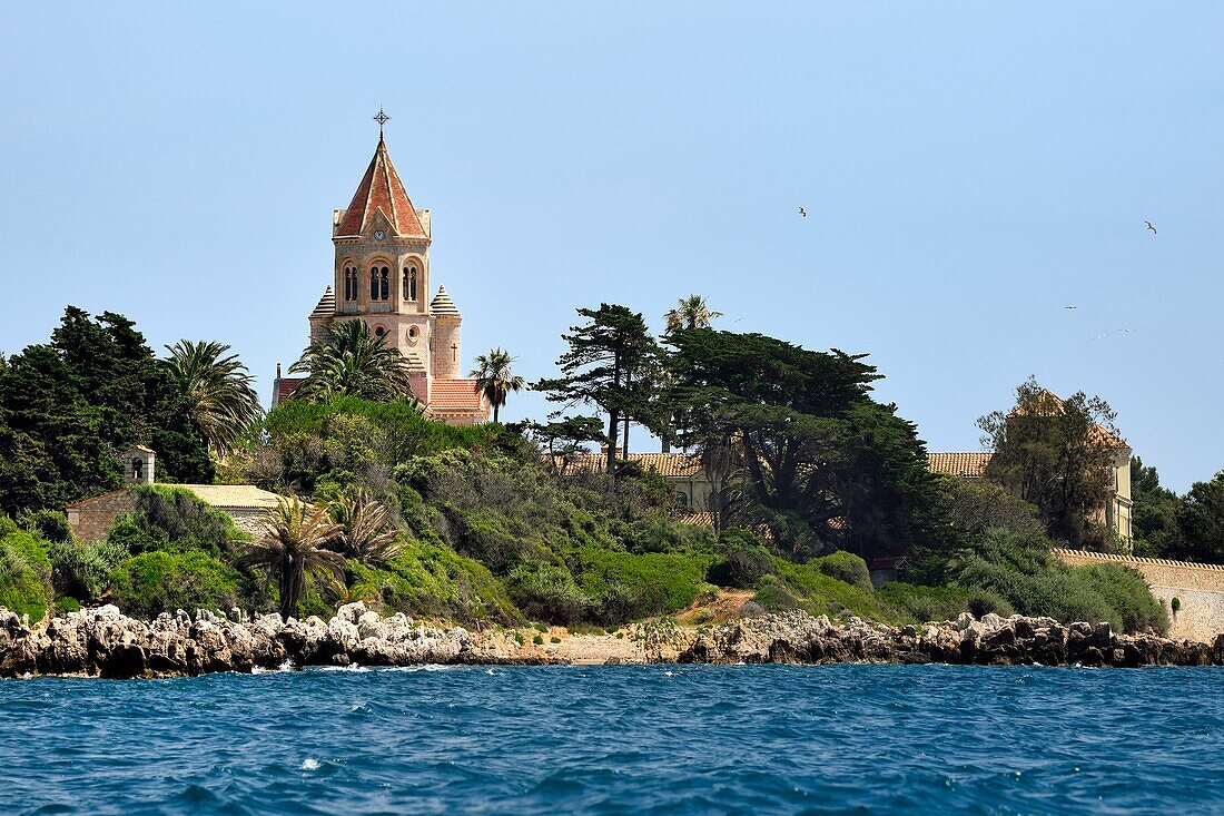 France, Alpes Maritimes, Lerins Islands, Saint Honorat island, Abbey of Lerins, the abbey church