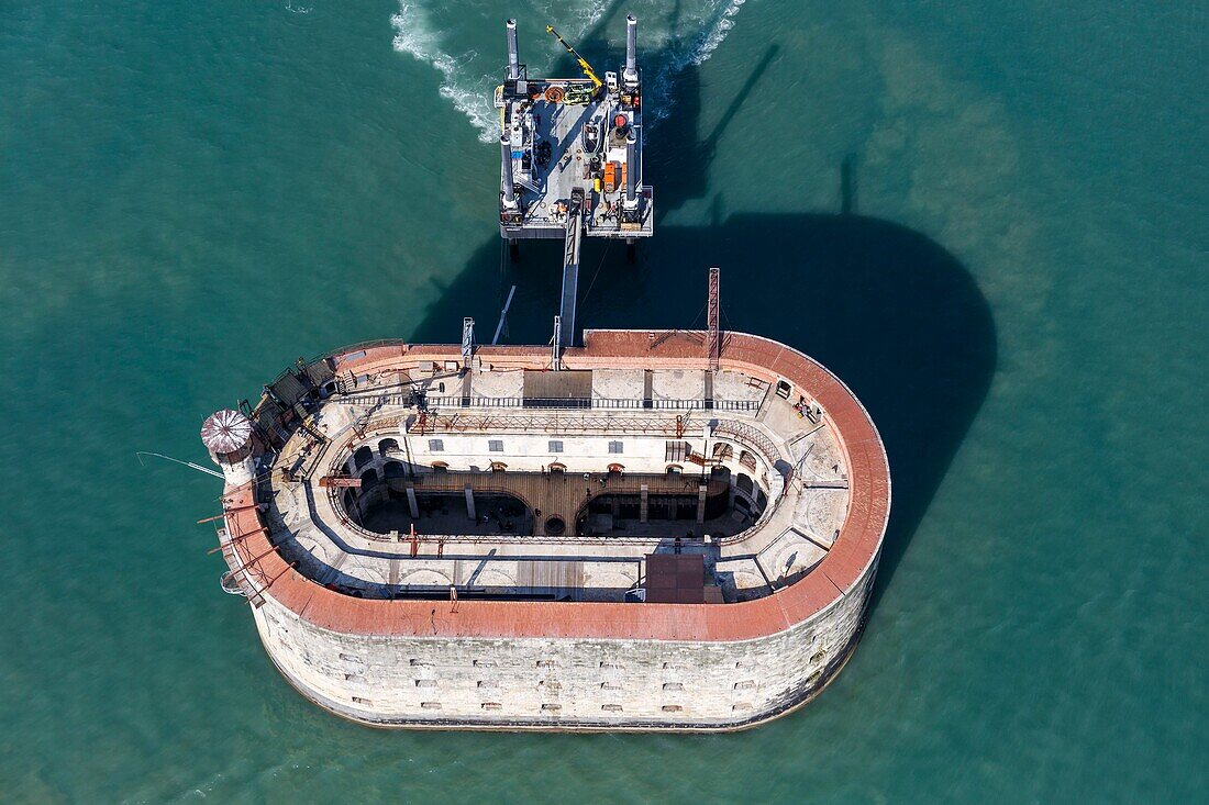 France, Charente Maritime, Fort Boyard (aerial view)