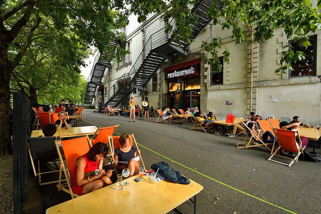 Frankreich, Loire-Atlantique (44) Nantes, die Lieu Unique, die alte Keksfabrik LU, die in ein Kulturzentrum umgewandelt wurde, das Cafe