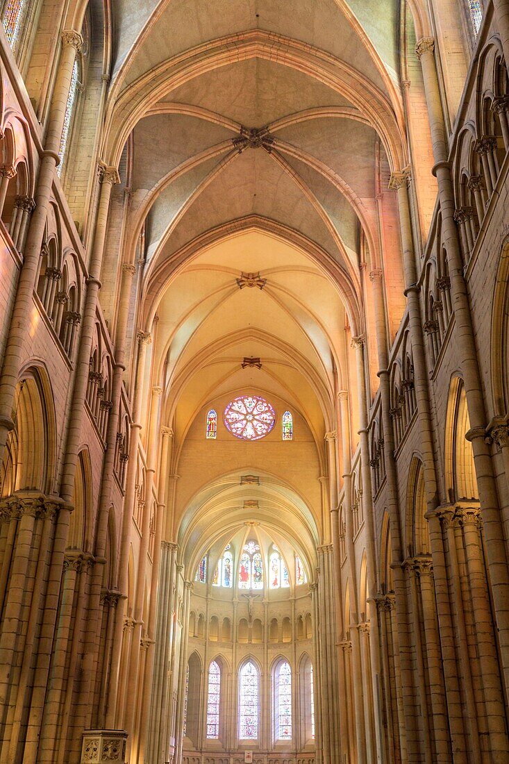 Frankreich, Rhone, Lyon, 5. Arrondissement, Altstadt von Lyon, von der UNESCO zum Weltkulturerbe erklärte historische Stätte, Kathedrale Saint Jean-Baptiste (12. Jahrhundert), unter Denkmalschutz