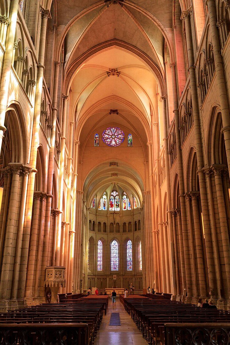 Frankreich, Rhone, Lyon, 5. Arrondissement, Altstadt von Lyon, historische Stätte, die von der UNESCO zum Weltkulturerbe erklärt wurde, Kathedrale Saint Jean-Baptiste (12. Jh.), als historisches Monument eingetragen