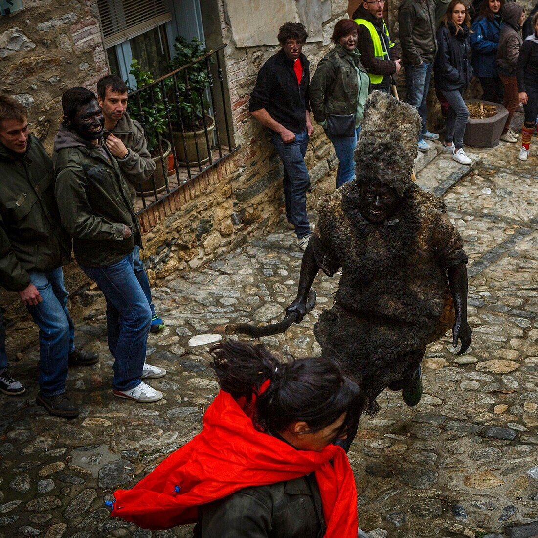 France, Pyrenees Orientales, Prats-de-Mollo, life scene during the bear celebrations at the carnival