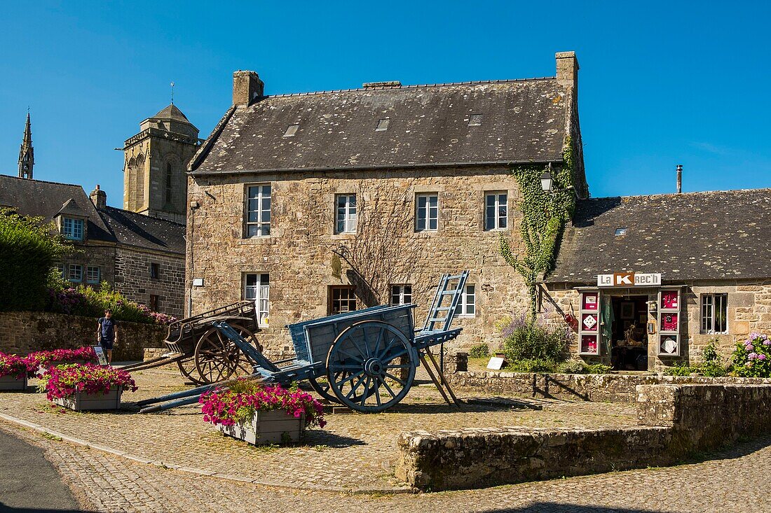France, Finistere, Locronan labeled The Most Beautiful Villages of France, traditional stone houses
