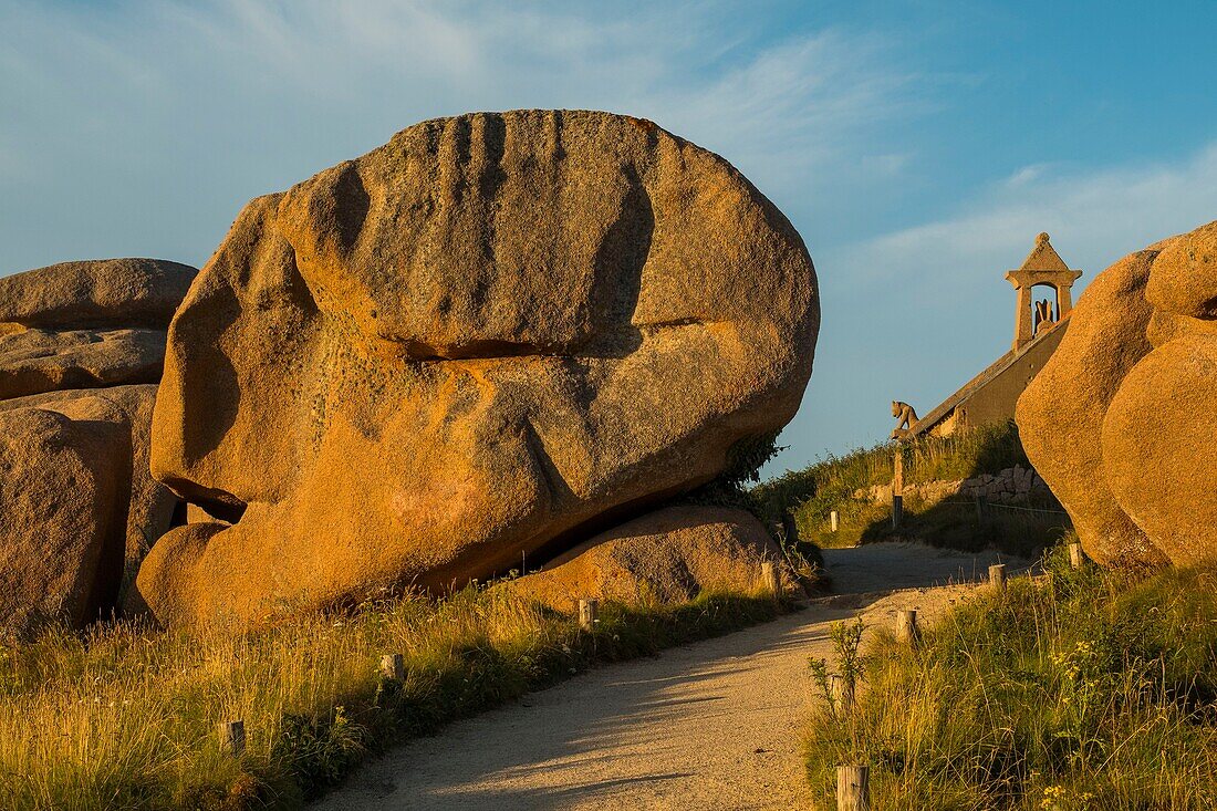 France, Cotes d'Armor, Ploumanach, Perros-Guirec, Pink granite coast, the Customs trail or GR Grande 34 hiking trail