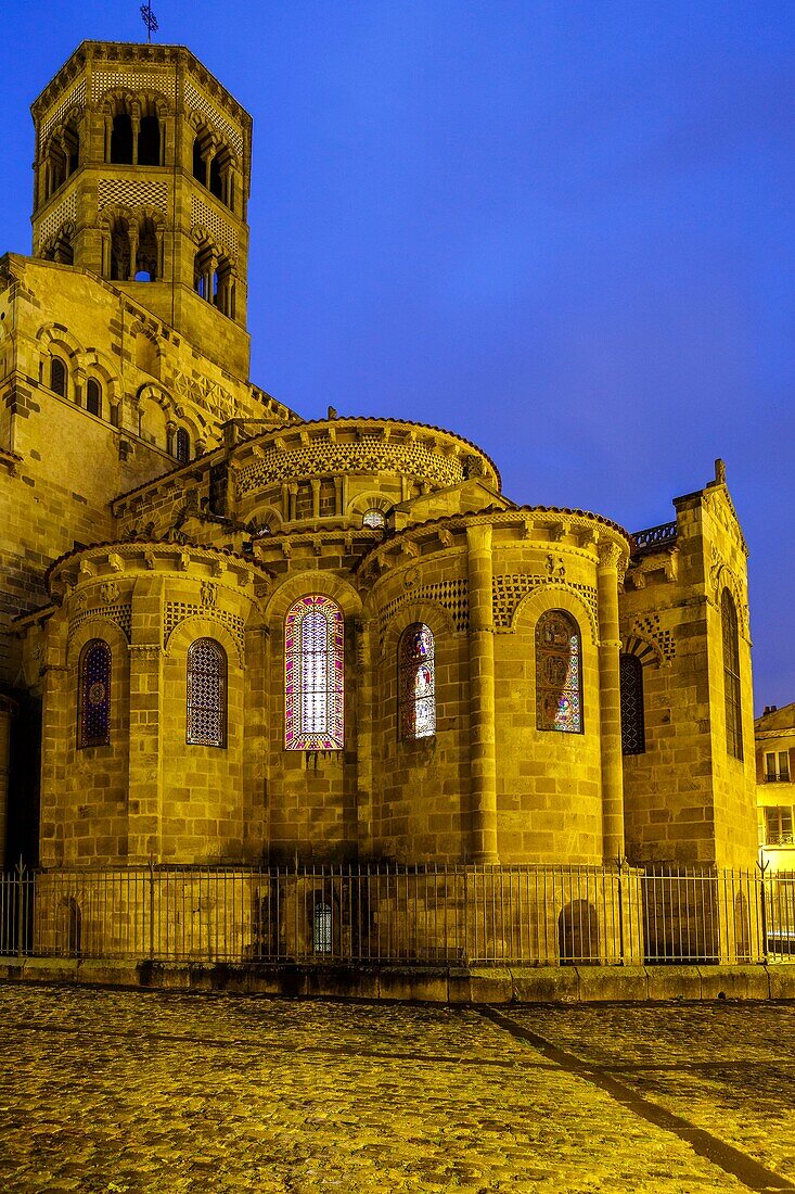 France, Puy de Dome, Issoire, roman church of Saint Austremoine, bedside of the abbey Saint Austremoine