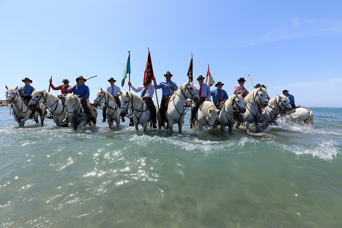 France, Bouches du Rhone, Camargue Regional Natural Park, Saintes Maries de la Mer, May pilgrimage, procession to the sea