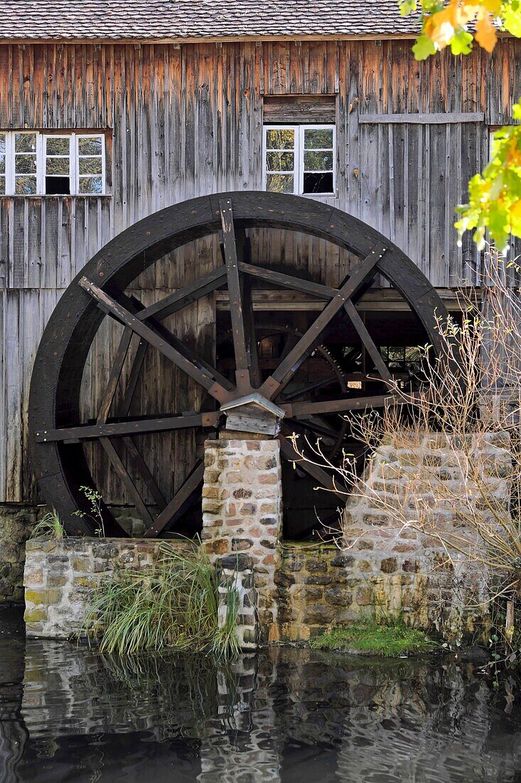 Frankreich, Haut Rhin, Ungersheim, Ökomuseum des Elsass, Sägewerk, Schaufelrad