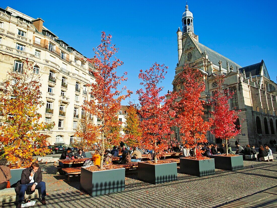 France, Paris, the place of the Pantheon in autumn