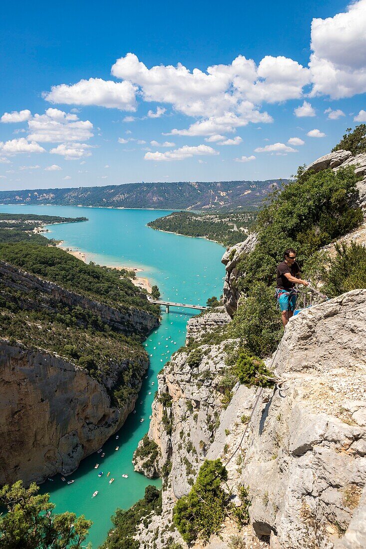 France, Alpes de Haute Provence, Verdon Regional Natural Park, Grand Canyon of Verdon, the lake of Sainte Croix
