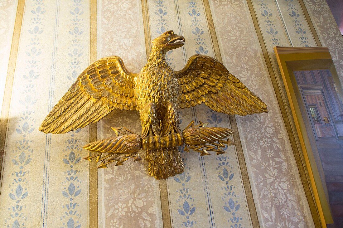 France, Corse du Sud, Ajaccio, rue Saint Charles the national museum of the birthplace of Napoleon Bonaparte, the golden eagle