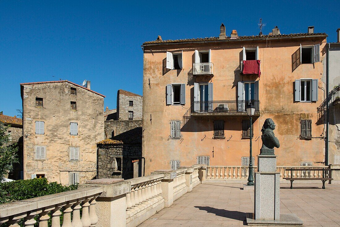 France, Corse du Sud, Sartene, on the place of the liberation, formerly Porta the bust of Pascale Paoli