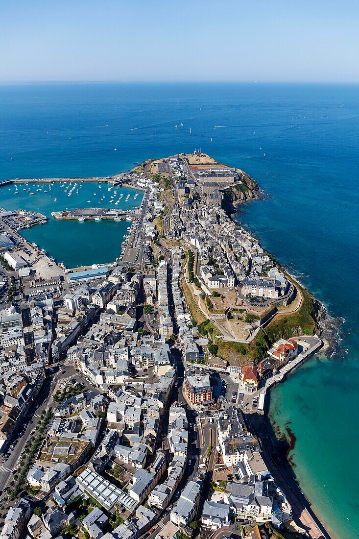 France, Manche, Granville, the Roc and the Pointe du Roc (aerial view)