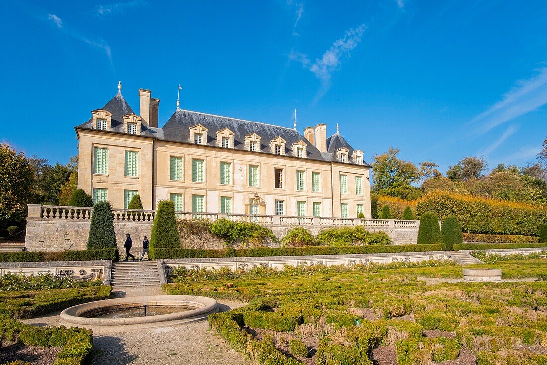 Frankreich, Val d'Oise, Auvers sur Oise, das Schloss (17. Jh.), Südfassade, Regionaler Naturpark des französischen Vexin