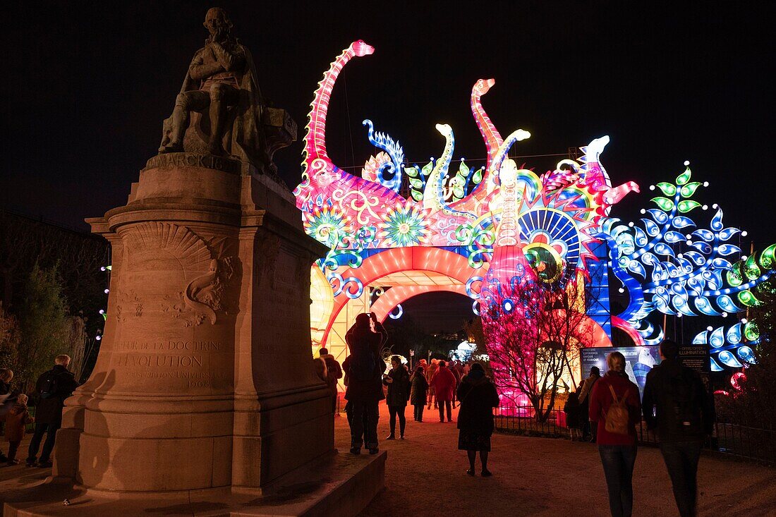 Frankreich, Paris, Jardin des Plantes, Erstes Lichterfest, Spezies im Prozess der Erleuchtung