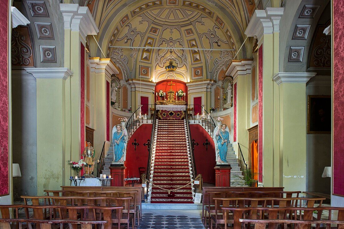 France, Haute Corse, Bastia, above the city, the chapel of Scalla Santa, oratory of Monserato, houses a copy of the holy staircase