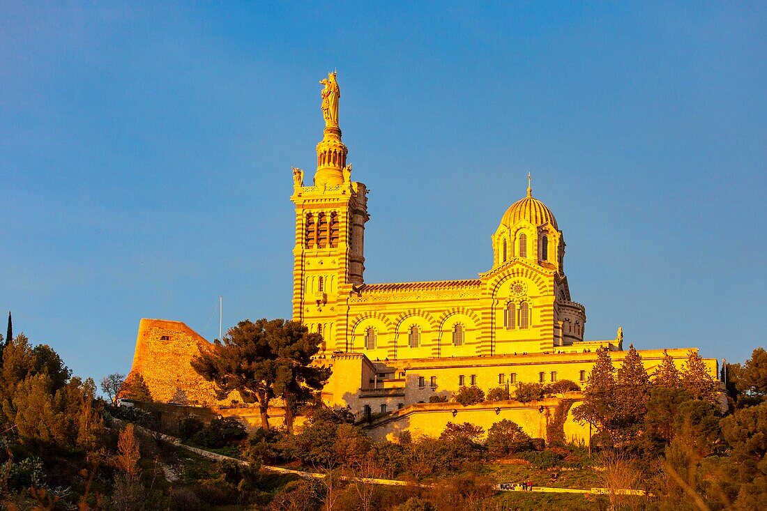 France, Bouches du Rhone, Marseille, the Notre Dame de la Garde basilica