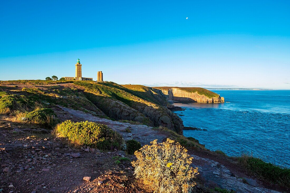 France, Cotes d'Armor, Plevenon, Frehel Cape and its lighthouses