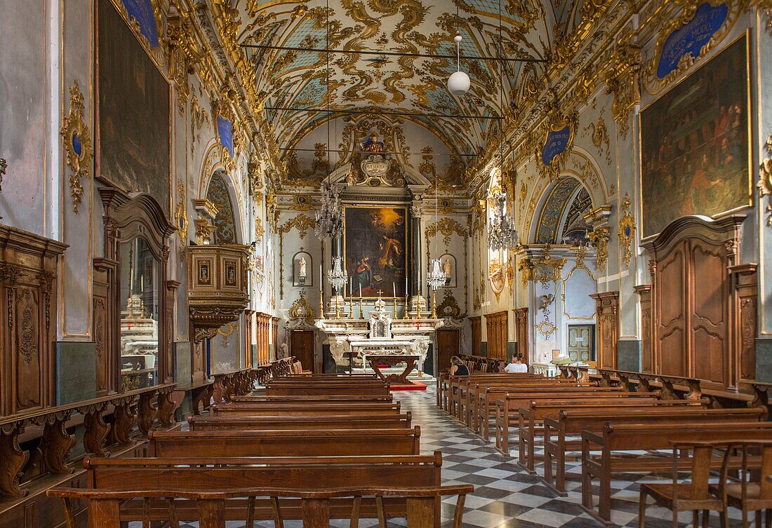 France, Haute Corse, Bastia, citadel, the choir of the Holy Cross church and its baroque interior