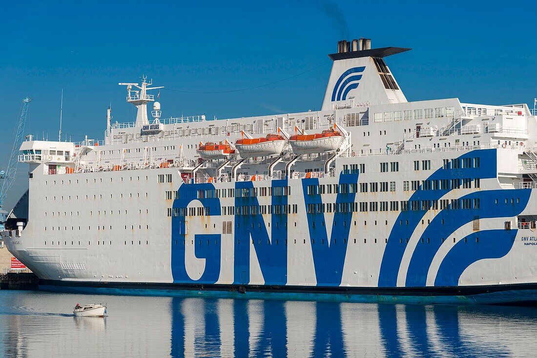 France, Herault, Sete, cruise ship in the harbor station