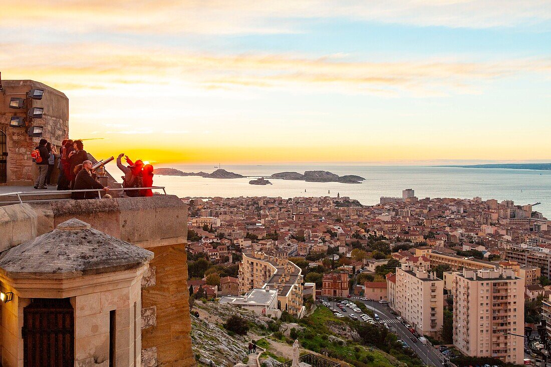 France, Bouches du Rhone, Marseille, general view from the Notre Dame de la Garde basilica