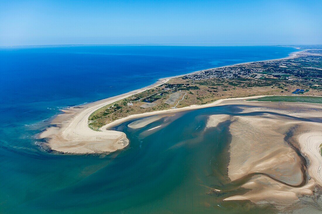 France, Manche, St Germain sur Ay, the havre de St Germain sur Ay, the Pointe du Banc (aerial view)