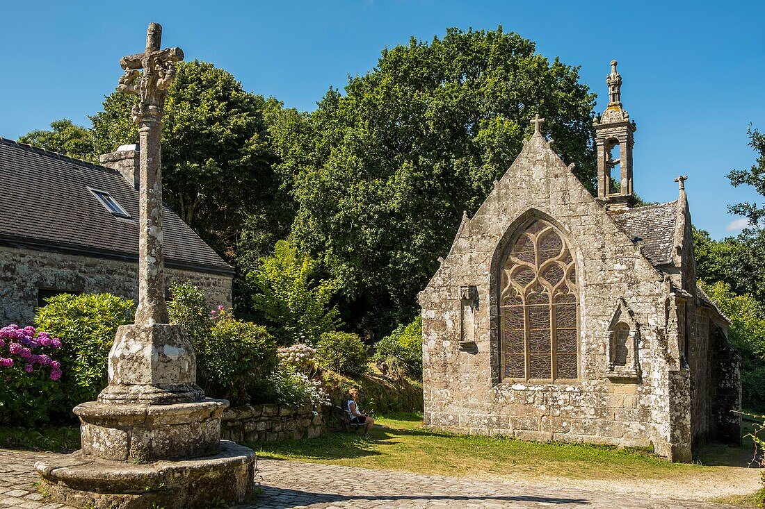 France, Finistere, Locronan labeled The Most Beautiful Villages of France, Chapel
