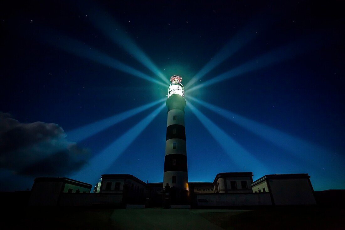 France, Finistere, Ponant Islands, Regional Natural Park of Armorica, Iroise Sea, Ouessant Island, Biosphere Reserve (UNESCO), Light Beams of the Créac'h Lighthouse