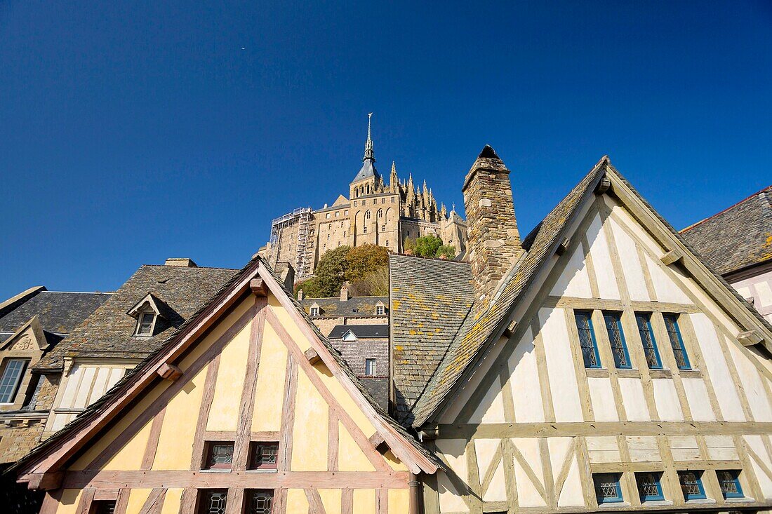 Frankreich, Manche, Bucht von Mont Saint Michel, von der UNESCO zum Weltkulturerbe erklärt, Mont Saint Michel