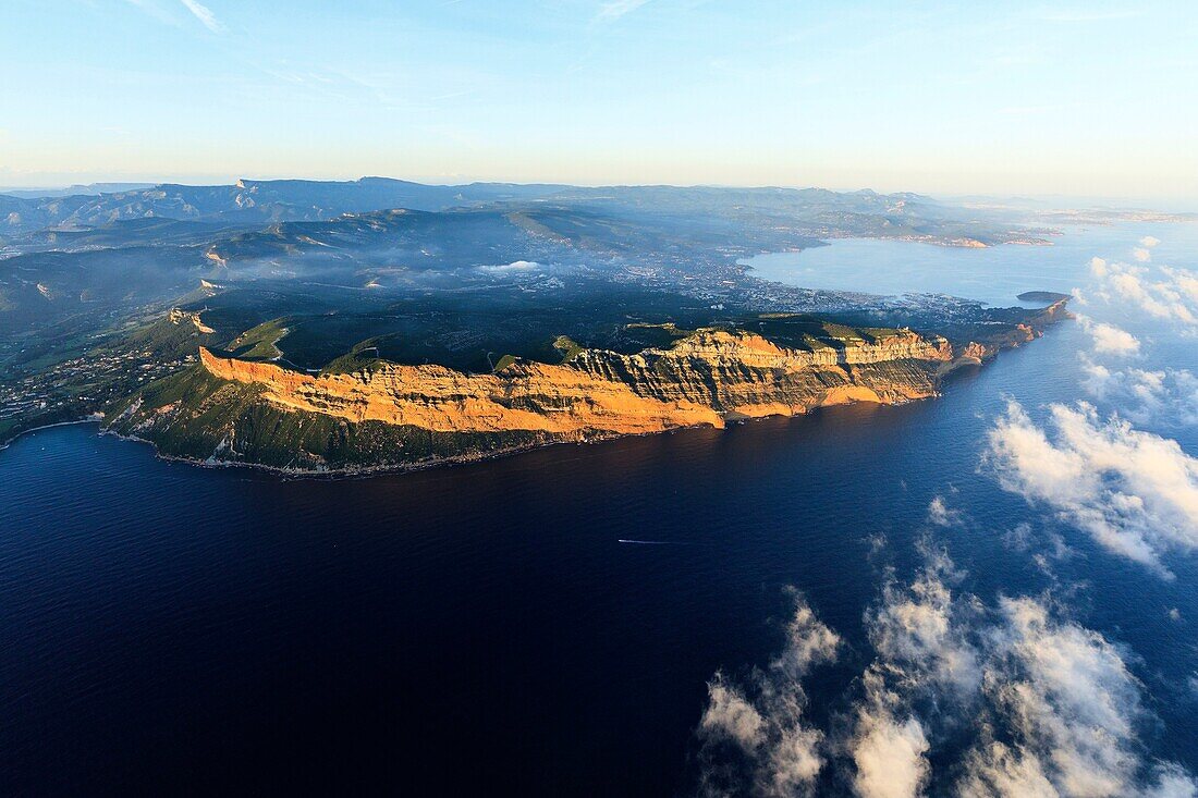 France, Bouches du Rhone, Cassis, Cap Canaille (aerial view)