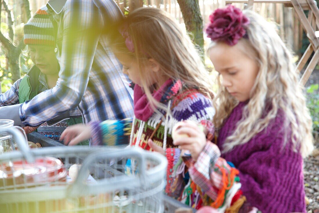 Children at garden table