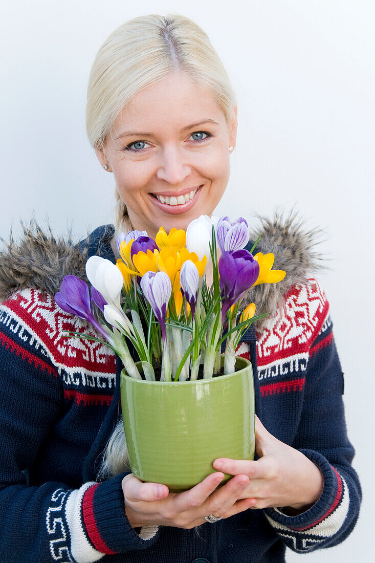 Woman holding crocus