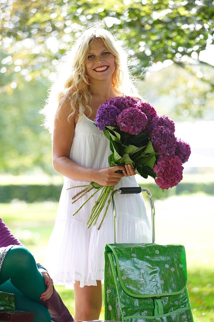 Woman holding flowers