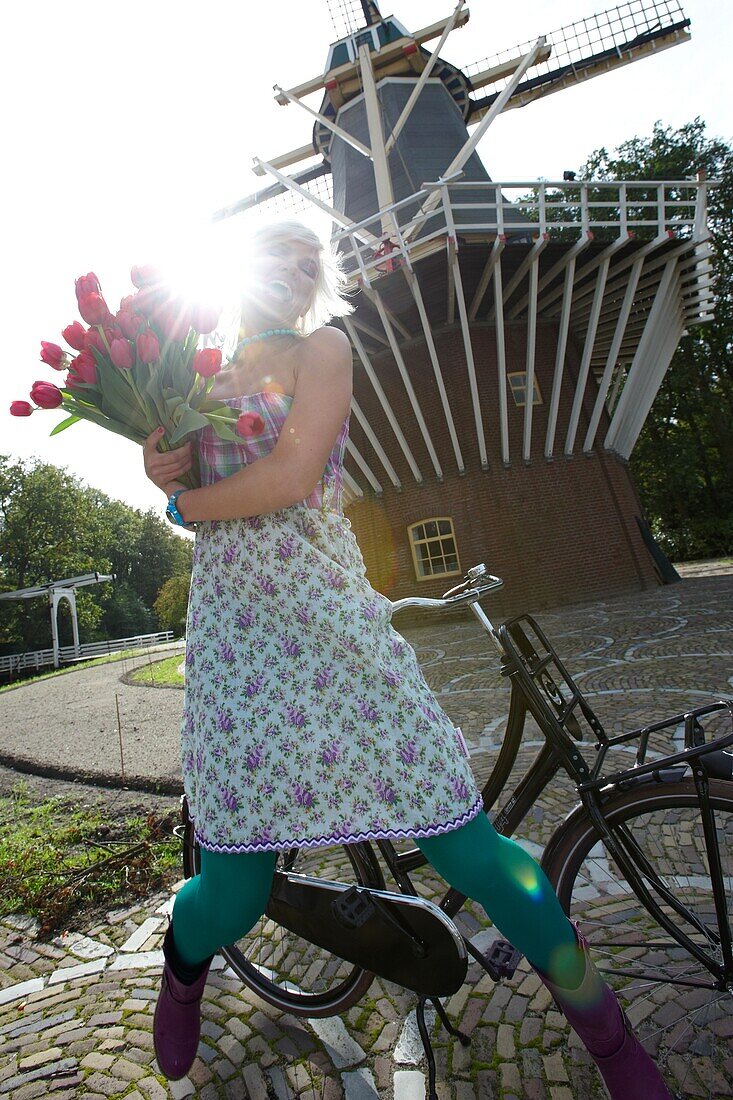 Woman holding tulips