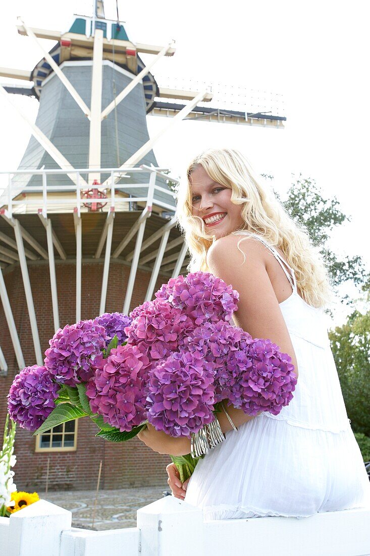 Woman holding flowers