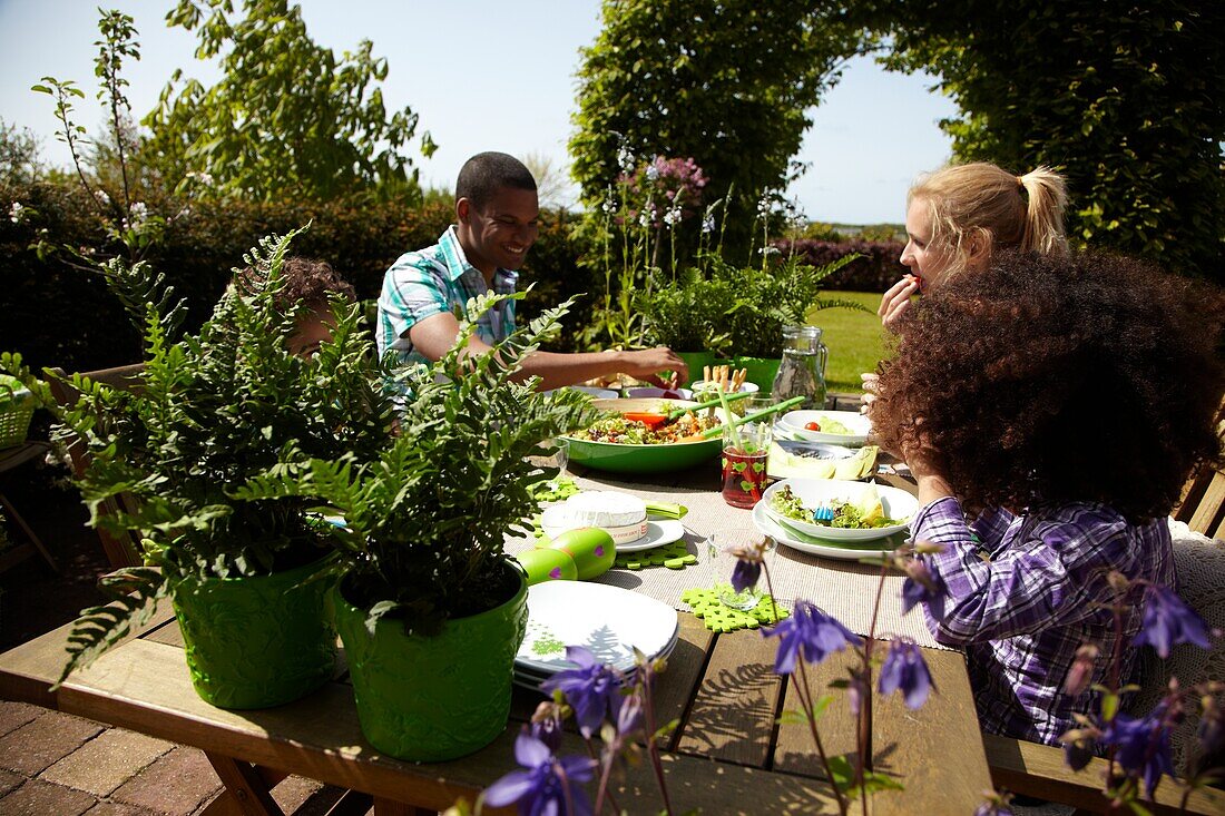 Lunch at garden table