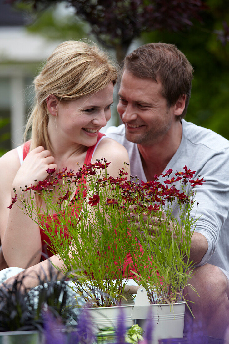 Couple enjoying the garden